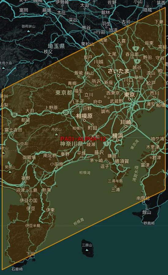 東京圏「PA01-ALPHA-12」の中央に相模原市がある。たったそれだけのことですが、陣取りゲームとしては重要な要素です